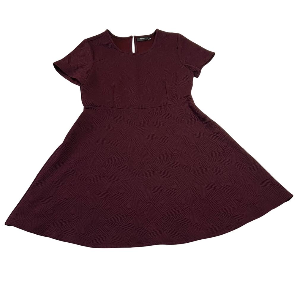 Apt. 9 Geometric Ponte Knit Fit & Flare Dress Size L Stretch Knee Length Holiday